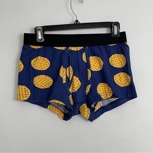 Original Use Sz M Navy Blue and Yellow Waffle Print Mens Boxer Briefs